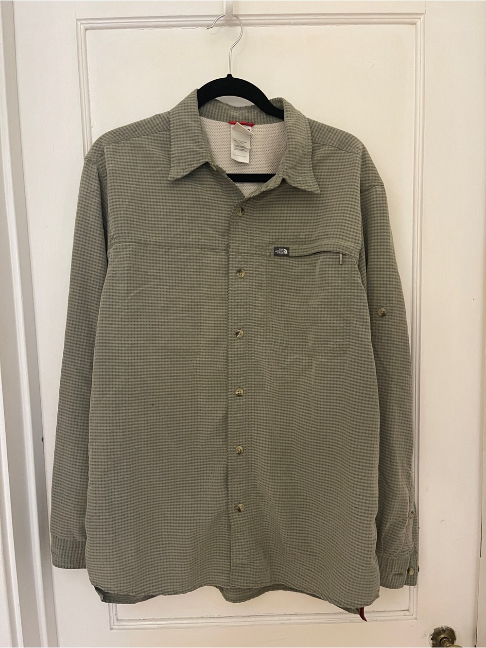 The North Face Olive Green Waffle-Knit Shirt with Black Logo